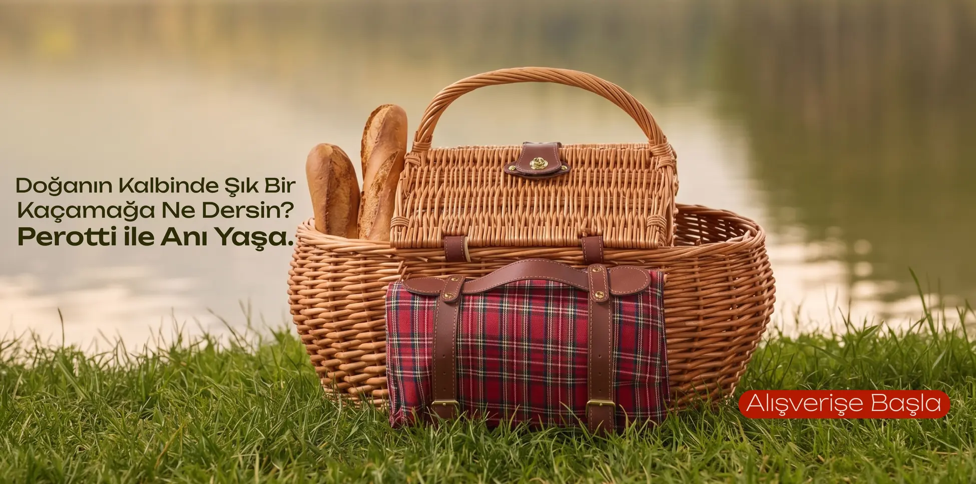 Bahar pikniği için piknik sepeti - Perotti