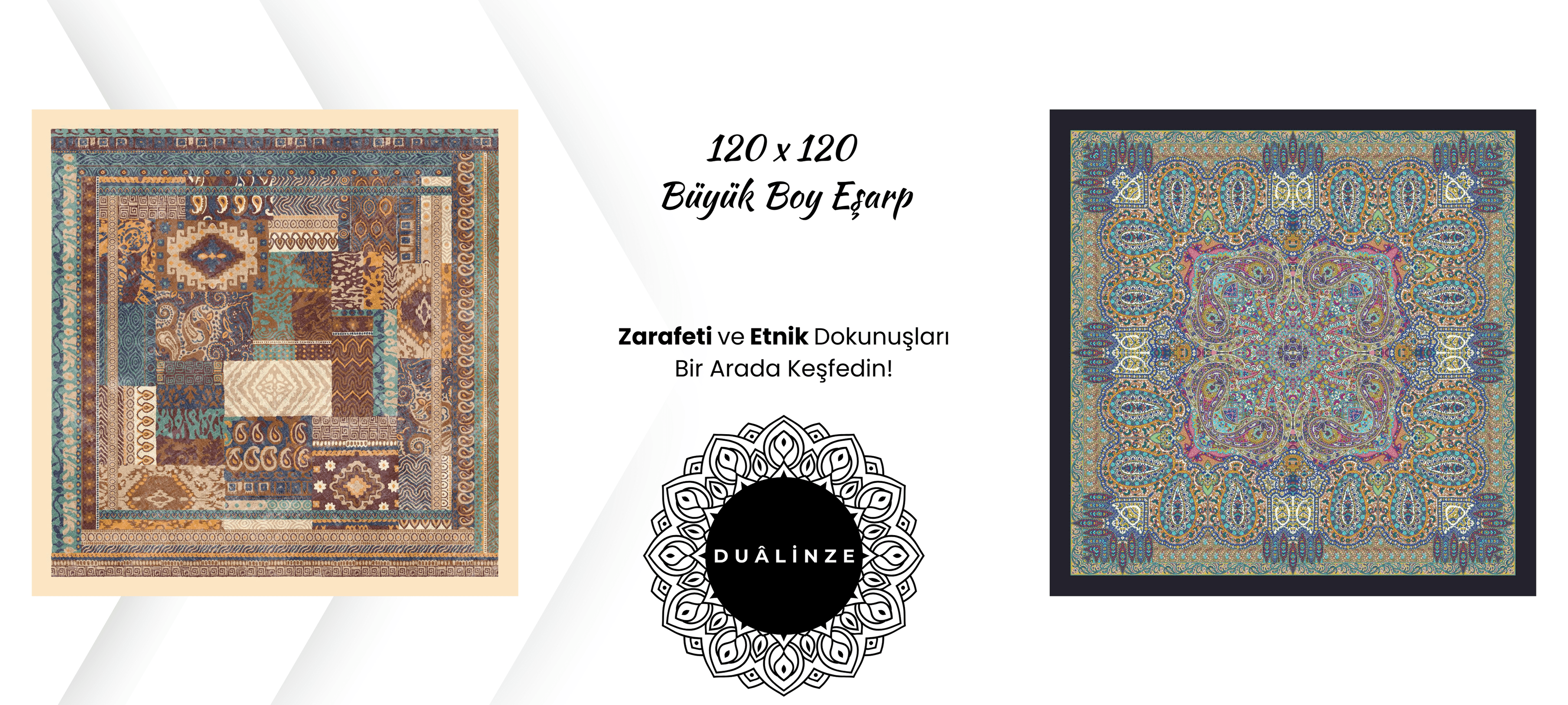 120X120 Büyük Boy Eşarp| Dualinze Butik