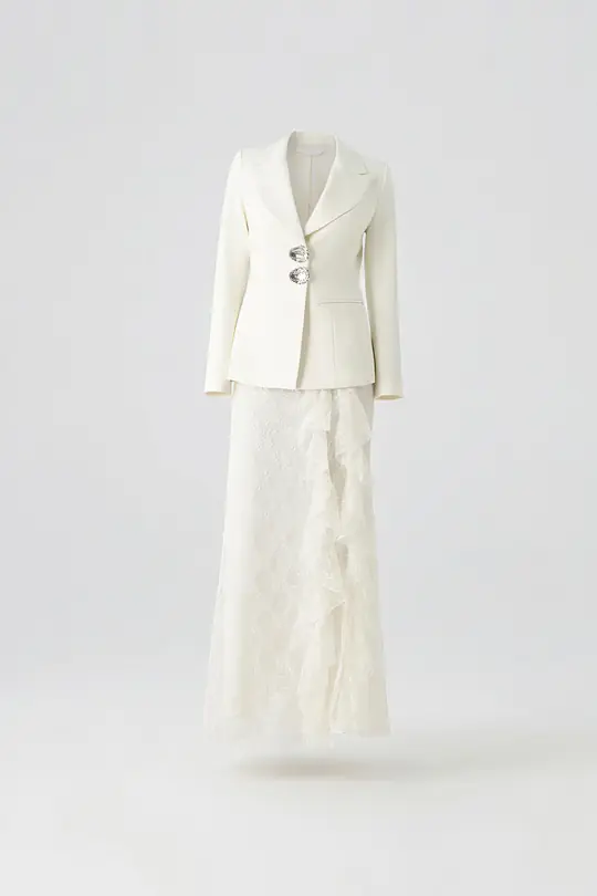 Volanlı dantel etekli ceket takım EL-2713