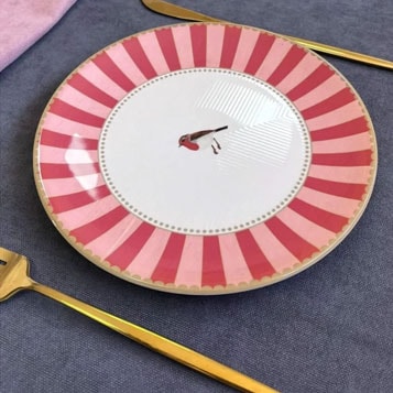 Love Birds Kırmızı Kuş Desenli 14 Parça 6 Kişilik Kahvaltı Takımı, Seti