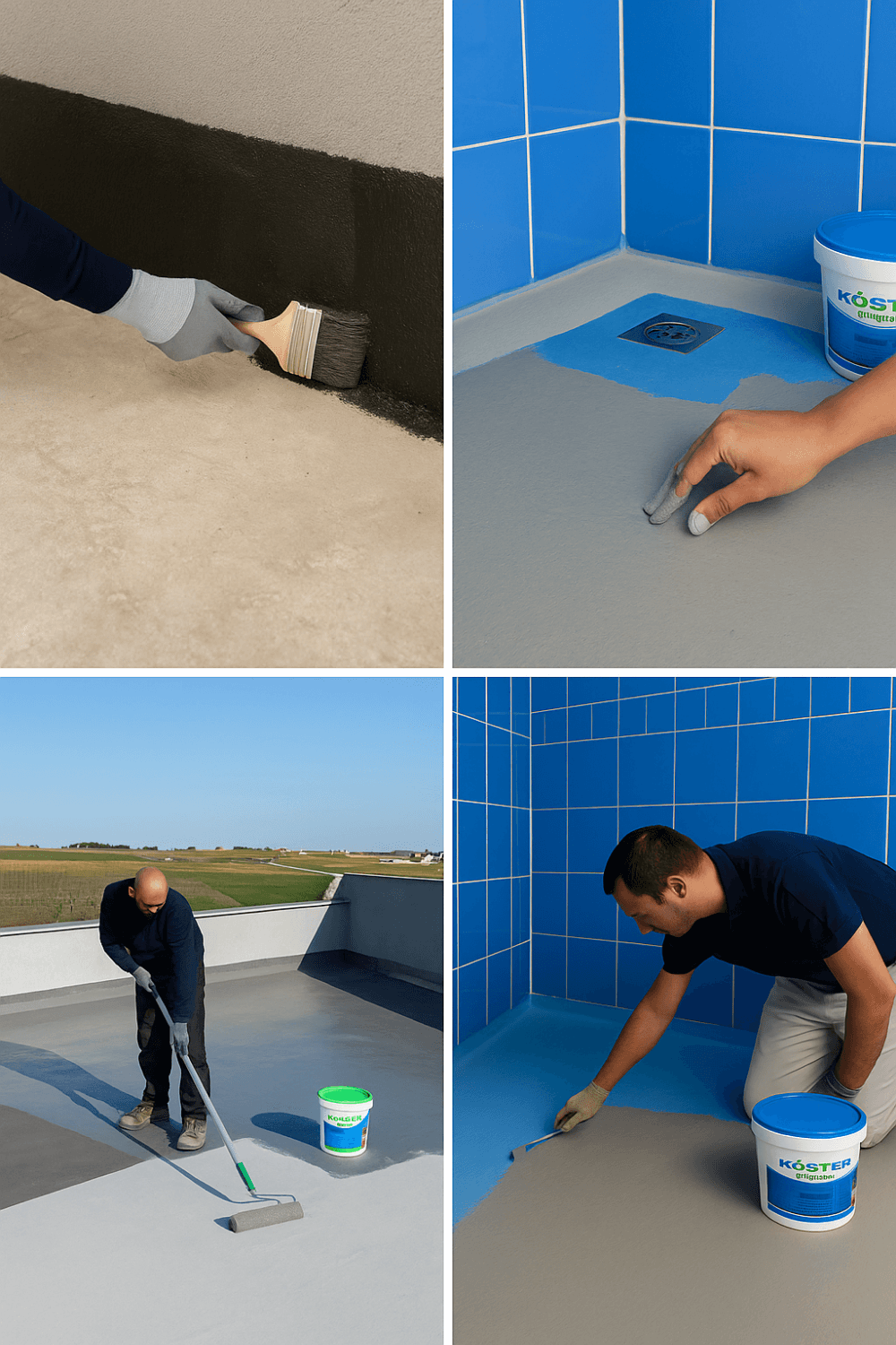 KÖSTER su yalıtımı sistemleri – teras, banyo, bodrum ve havuz uygulama görselleri | Dek-Mar