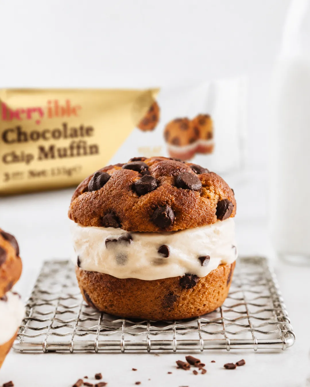 Beryible muffin ile hazırlanan Frezible dondurma sandviçi