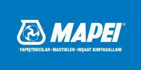 MAPEI yapı kimyasalları logo görseli – marka logosu beyaz ikon ve yazı