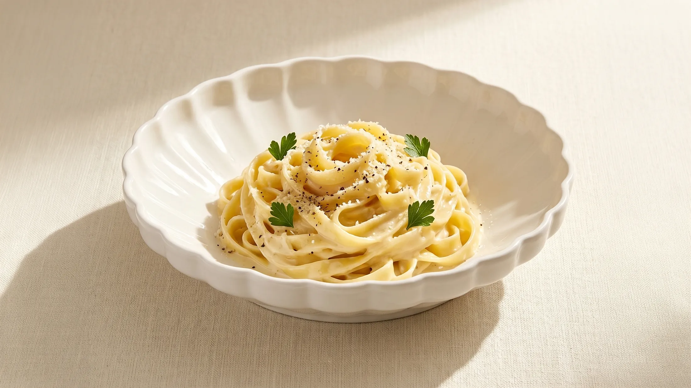 Gerçek Fettuccine Alfredo - Kremsi Parmesan Soslu İtalyan Makarnası