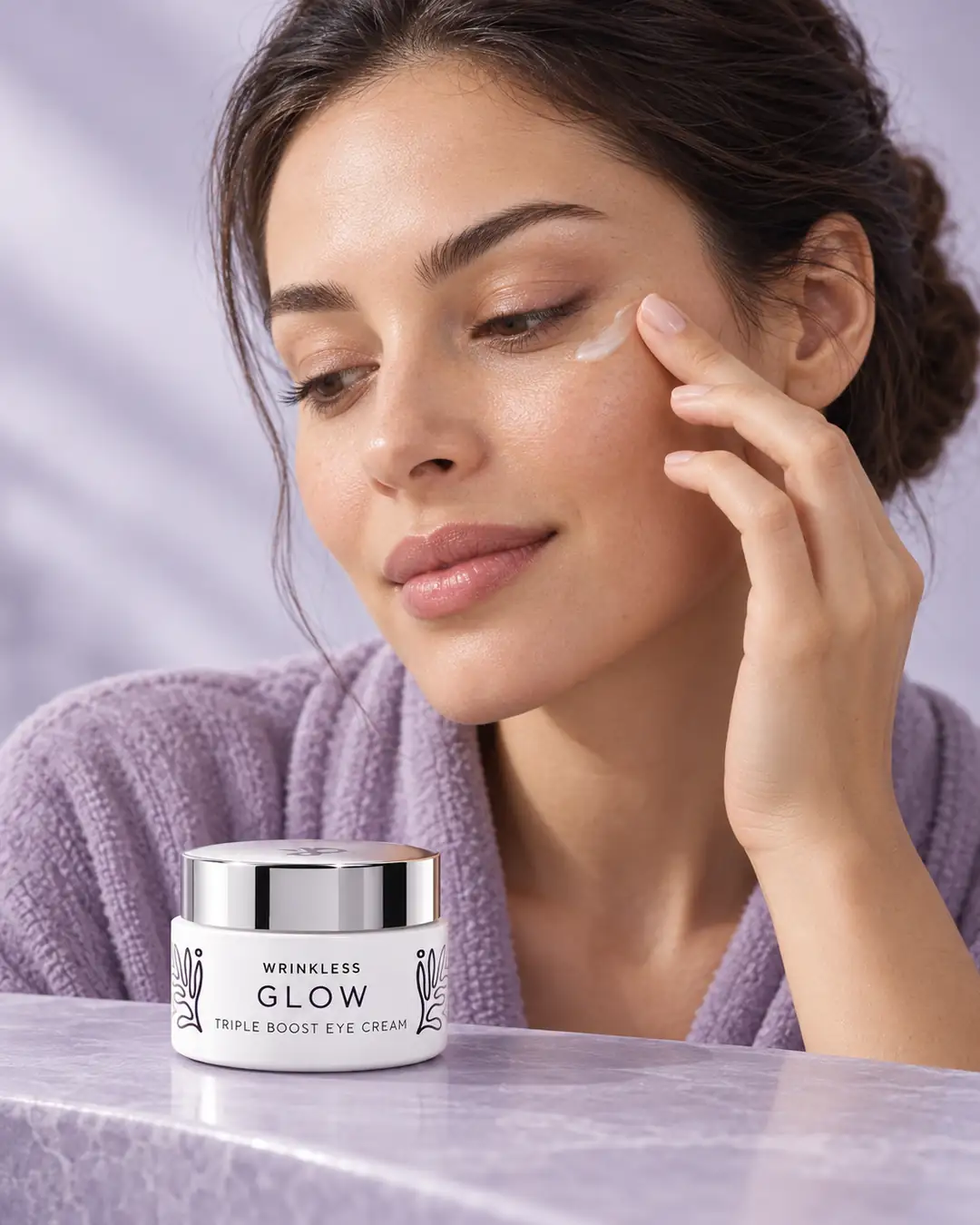 Dr.Lap Glow göz kremi göz çevresine uygulanıyor