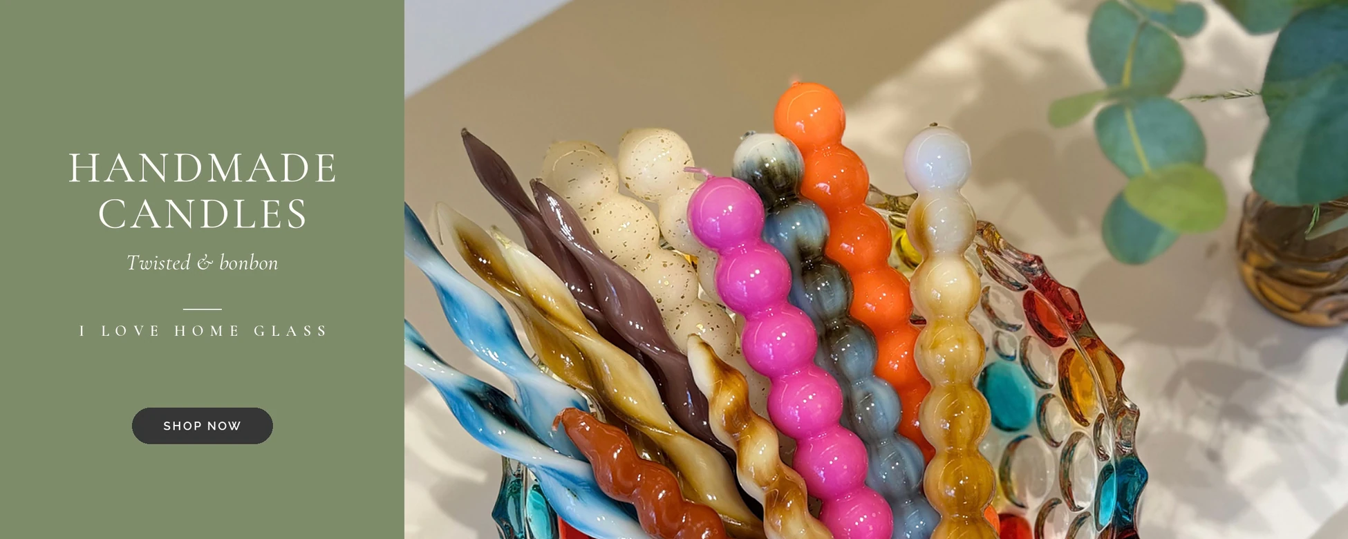 Handmade twisted and bonbon candles