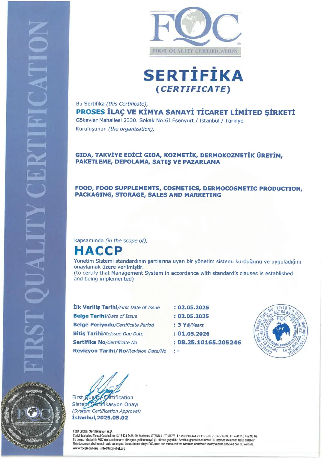 HACCP Sertifikası