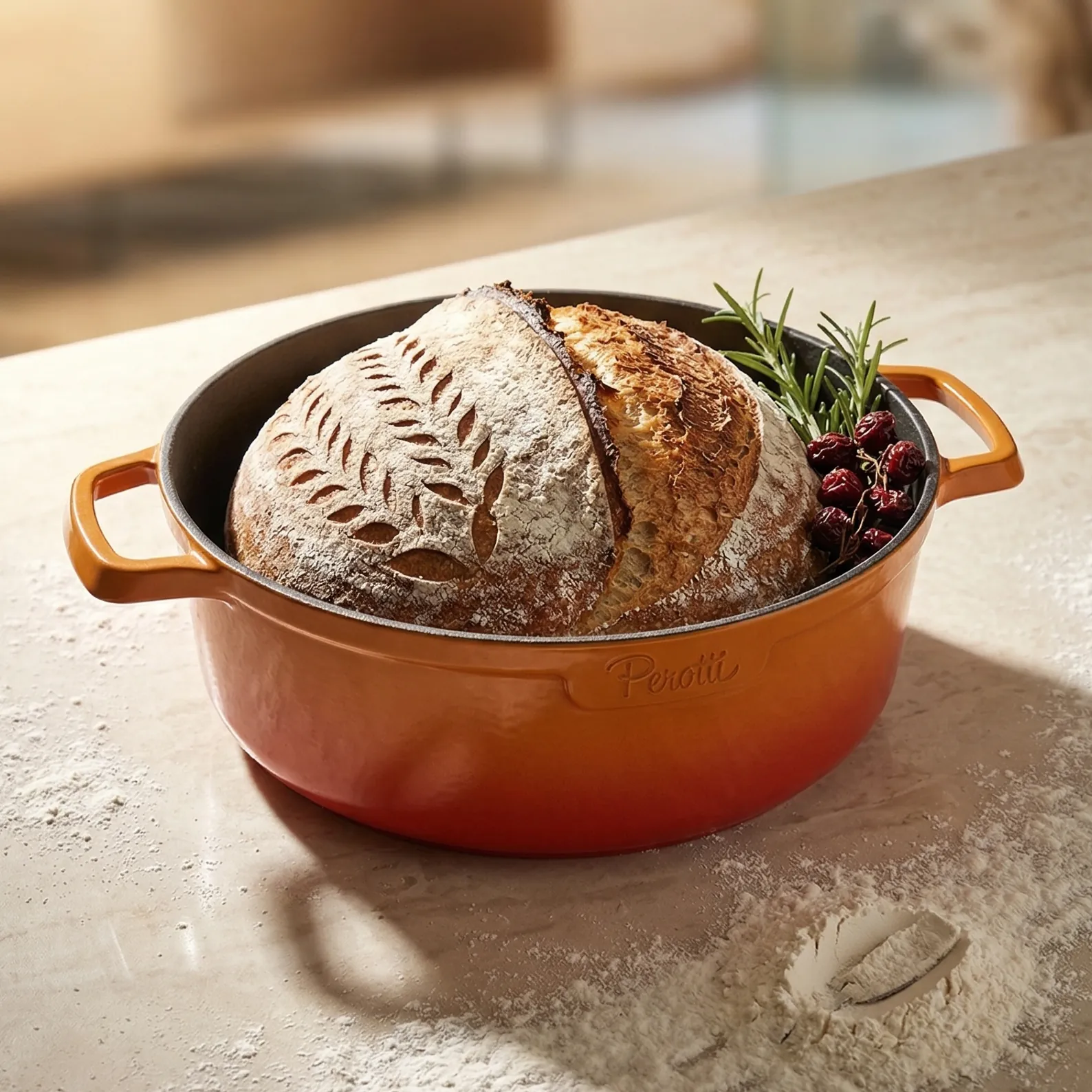 Döküm tencerede ekşi mayalı ekmek