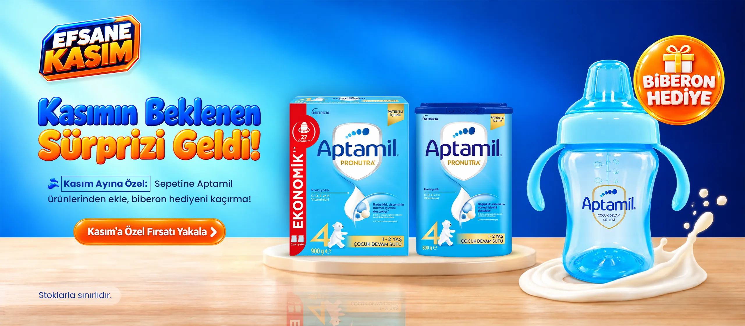 Tüm Aptamil alışverişlerinde Aptamil Biberon hediye!