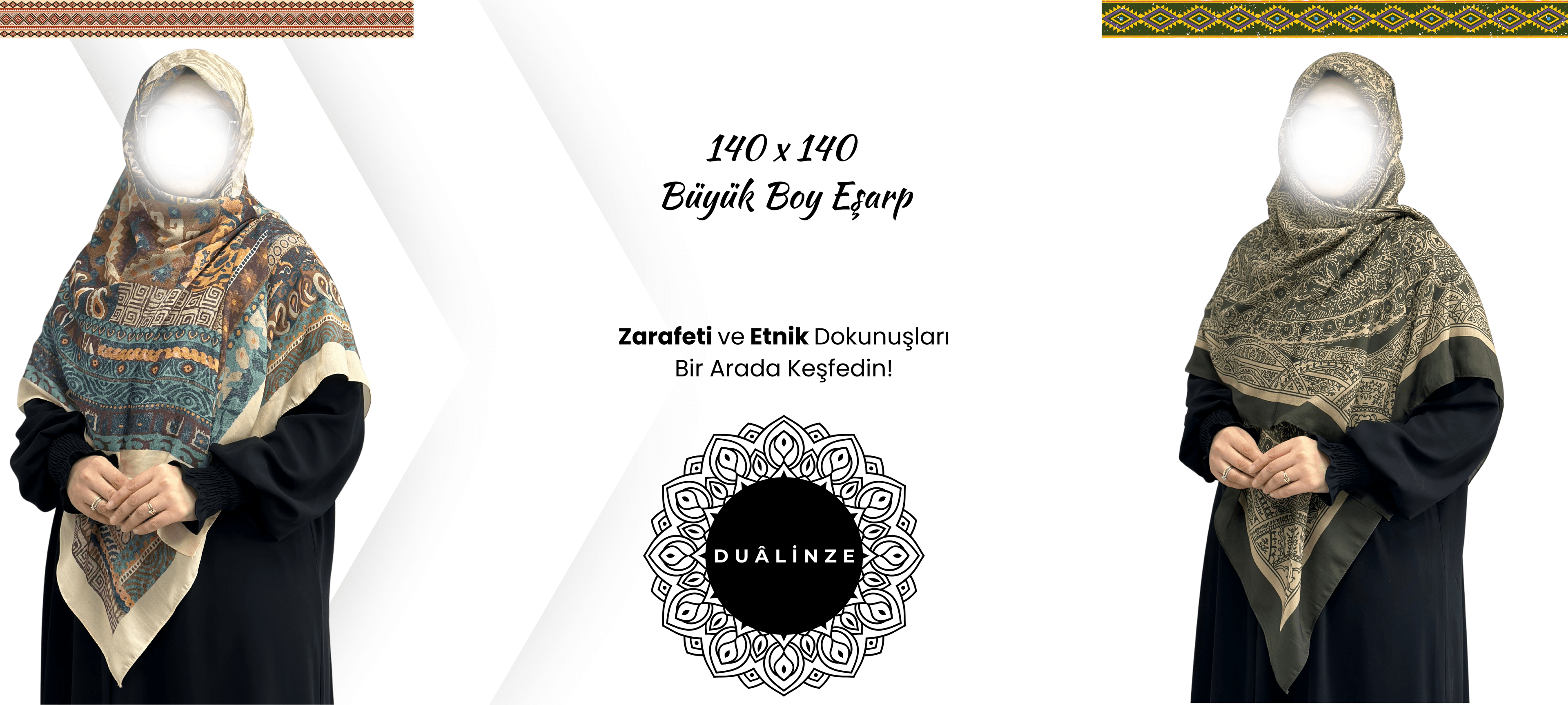 140X140 Büyük Boy Eşarp| Dualinze Butik