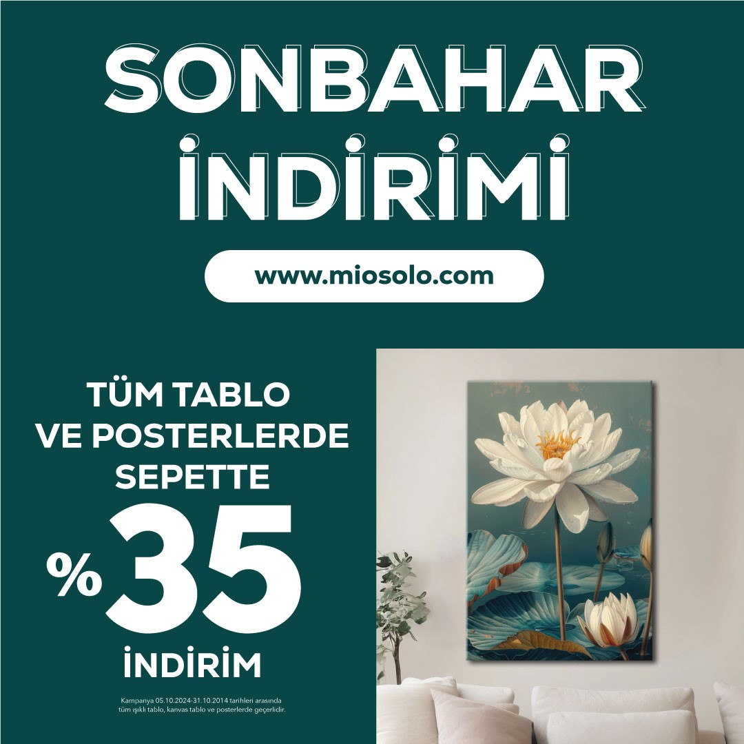 Tüm Kanvas Tablo, Işıklı Tablo ve Posterlerde indirim