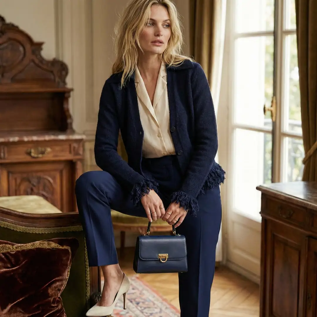 kadin-lacivert-puskul-detayli-gomlek-yaka-triko-hirka-ceket