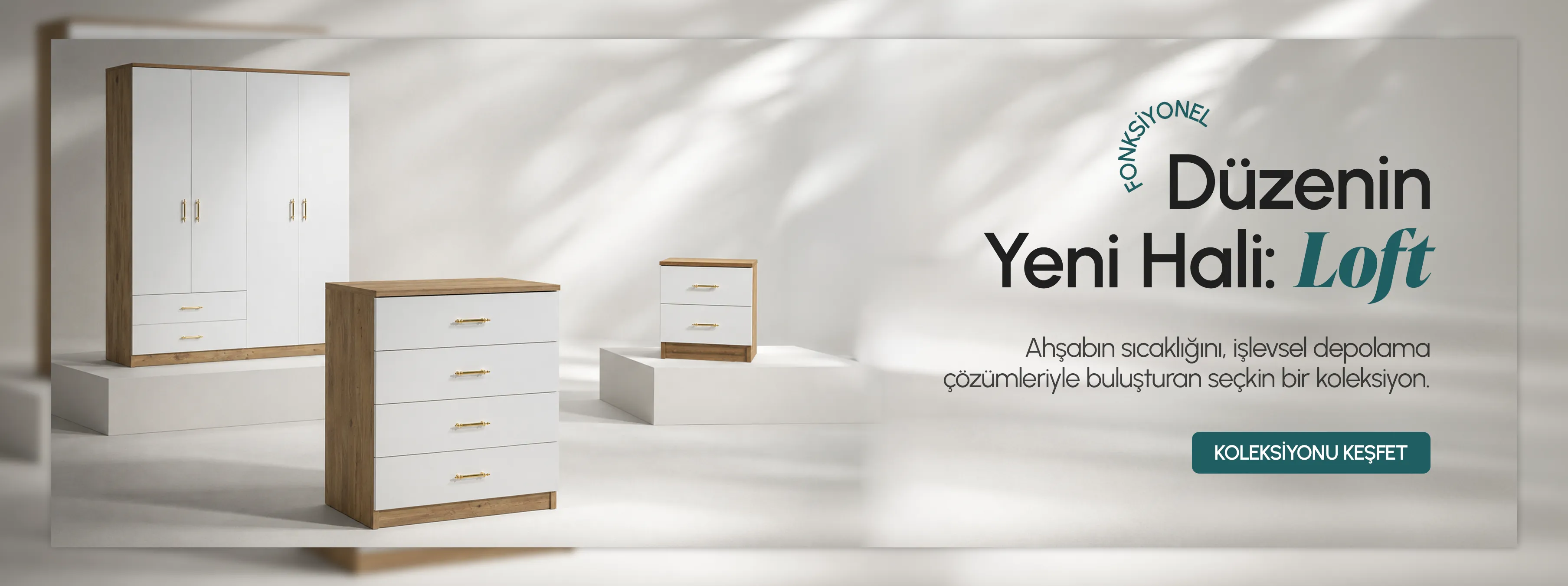 İndeppo - Loft 4 Çekmeceli Şifonyer (Ceviz - Beyaz)