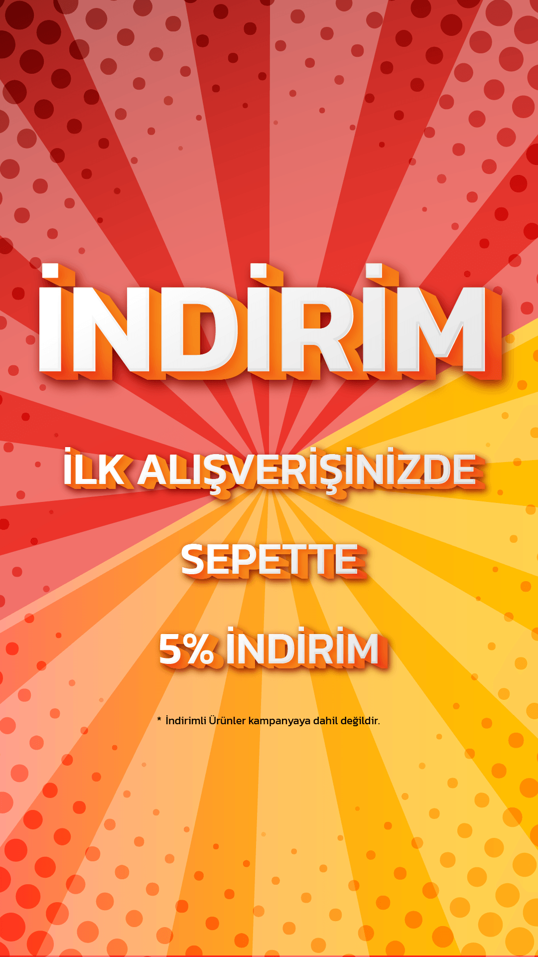 İndirim sepette %5