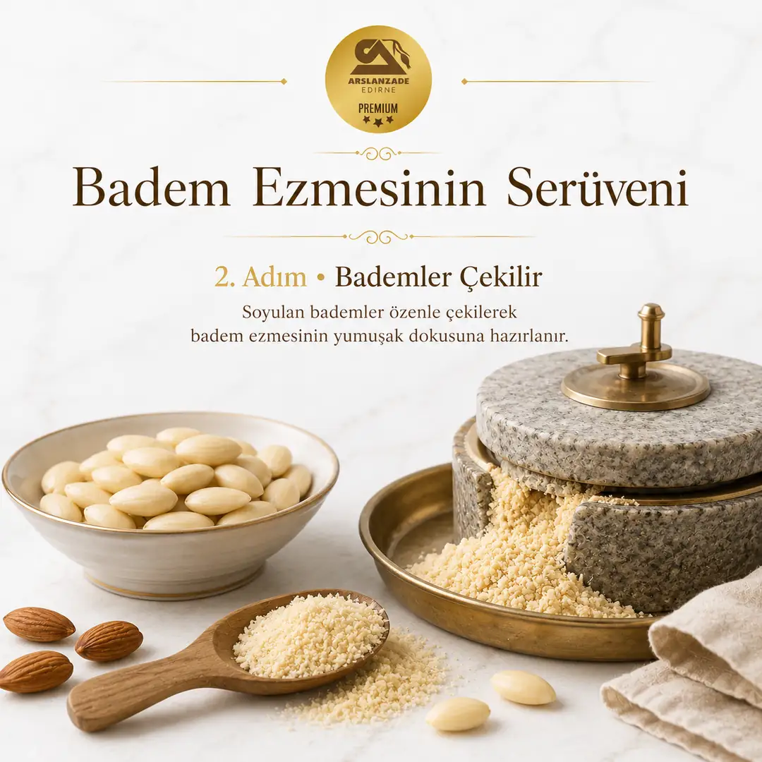 Badem ezmesi üretimi 2. adım — bademlerin çekilmesi