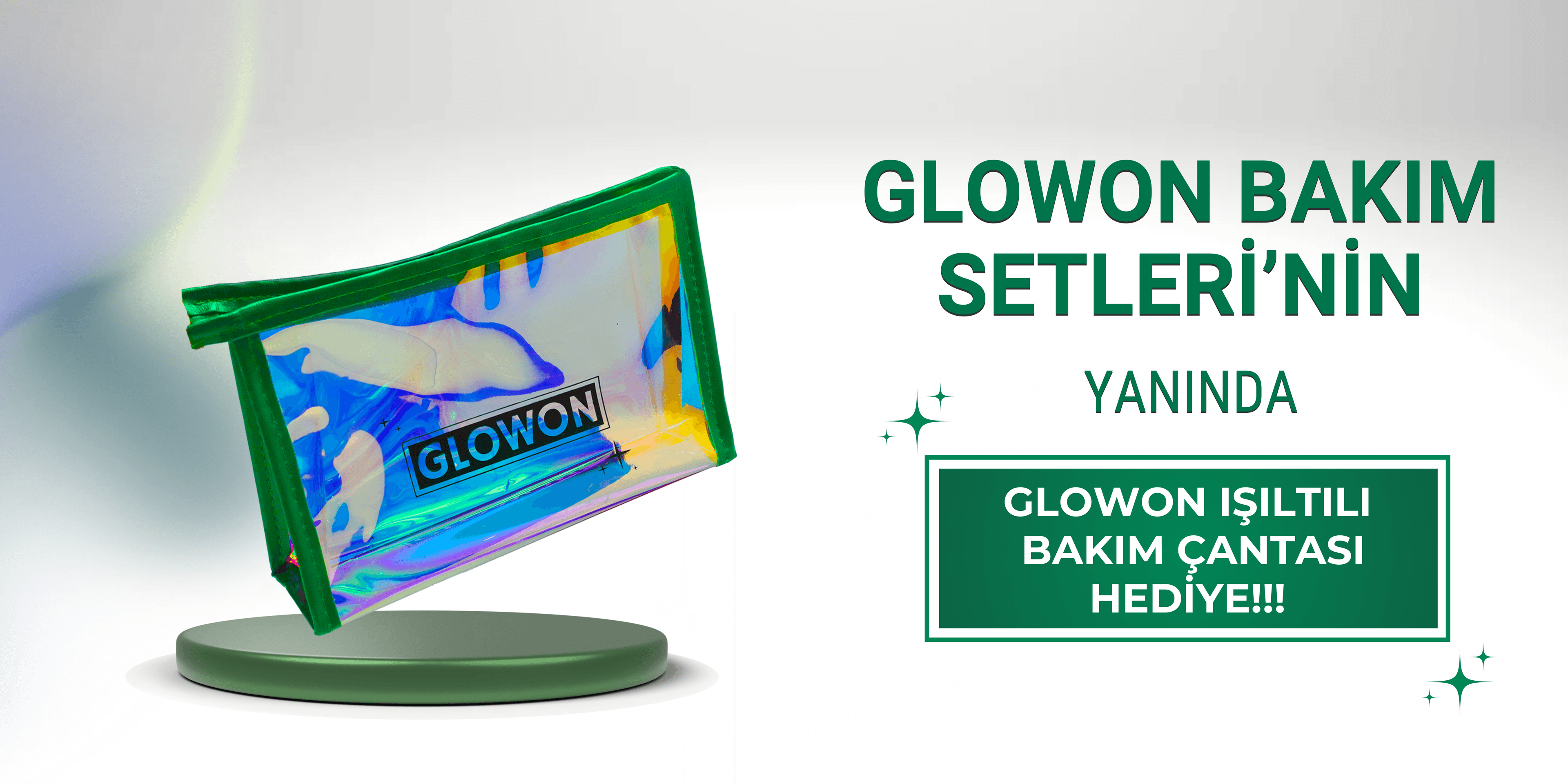 GLOWON Bakım Setleri Yanında GLOWON Işıltılı Doğal Bakım Çantası Hediye