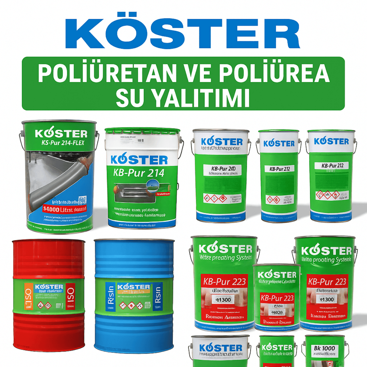 KÖSTER poliüretan ve poliürea su yalıtımı – KB-Pur ve MS-Flexfolie serileriyle teras, çatı ve beton yüzey koruması.