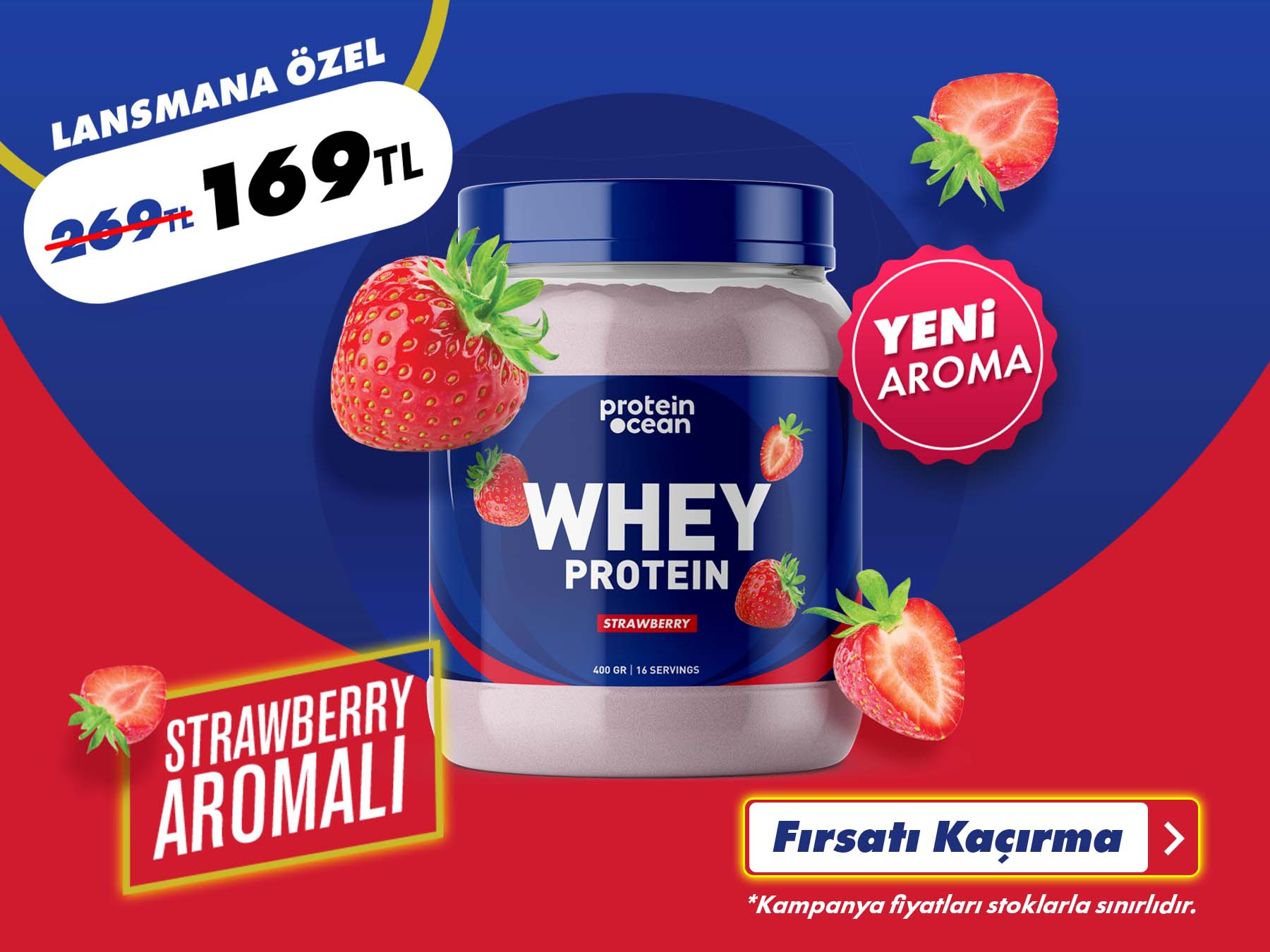 WHEY PROTEIN™ Lansman - 400Gr Whey Protein Çilekli