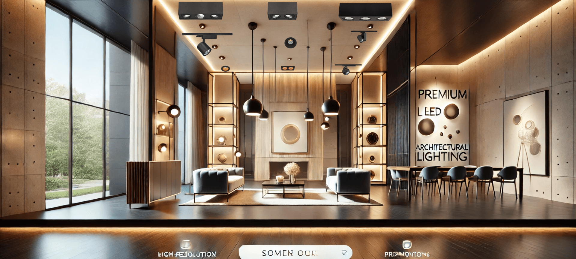 Mimari aydınlatma çözümleri: Ray spot ve linear LED aydınlatmalarla modern iç mekan tasarımı.
