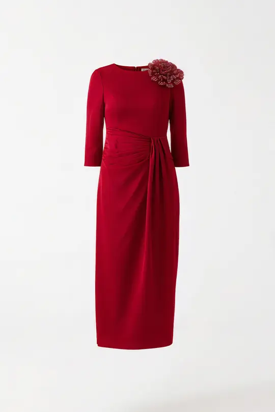 Beli piliseli kokteyl elbise EL-4355