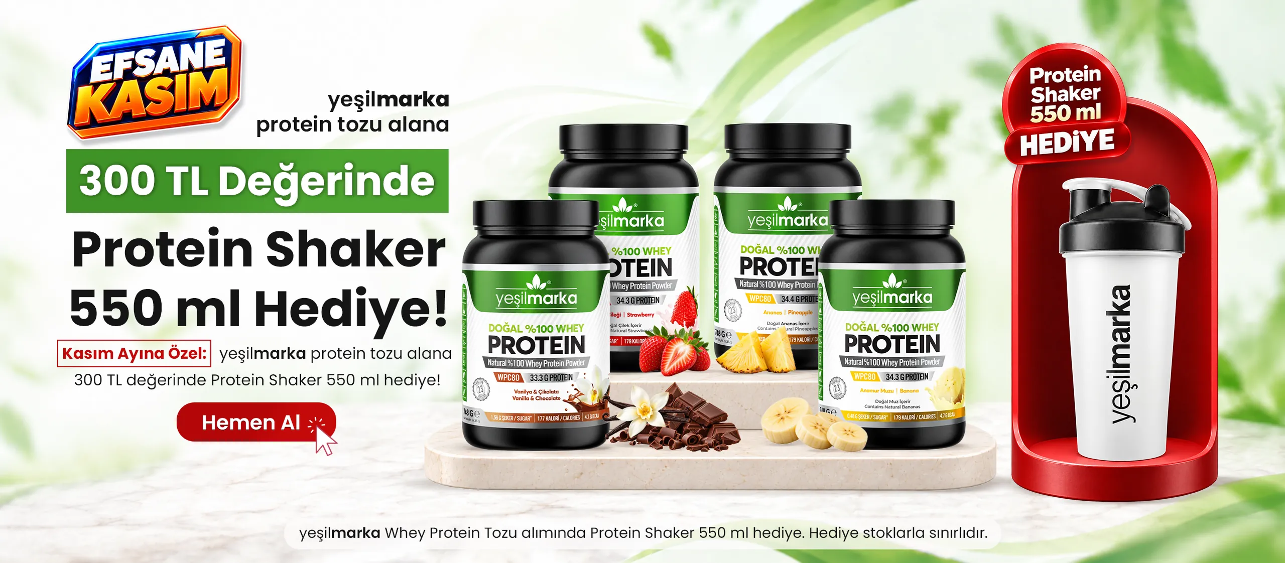 Yeşilmarka Protein Tozu alana Yeşilmarka Protein Shaker 550 ml hediye!