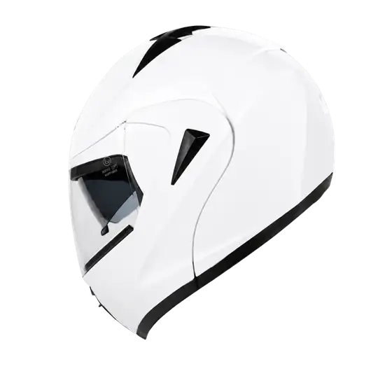 Beyaz açılır güneş vizörlü kask
