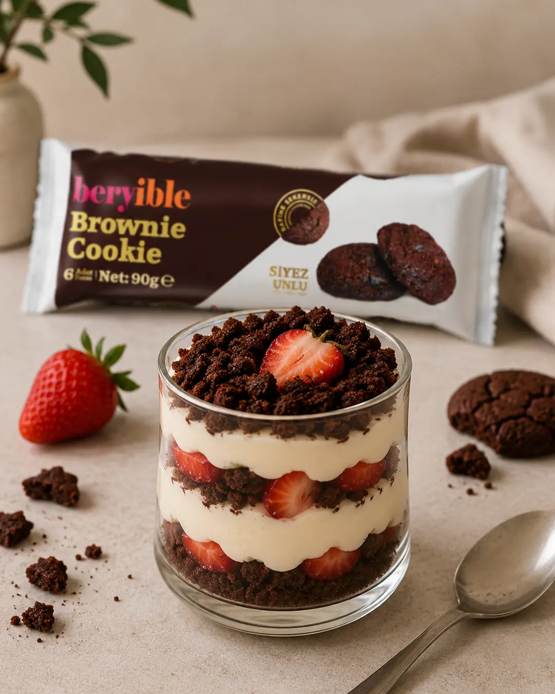 Çilek ve Brownie Cookie ile hazırlanan Cookieberry Magnolia