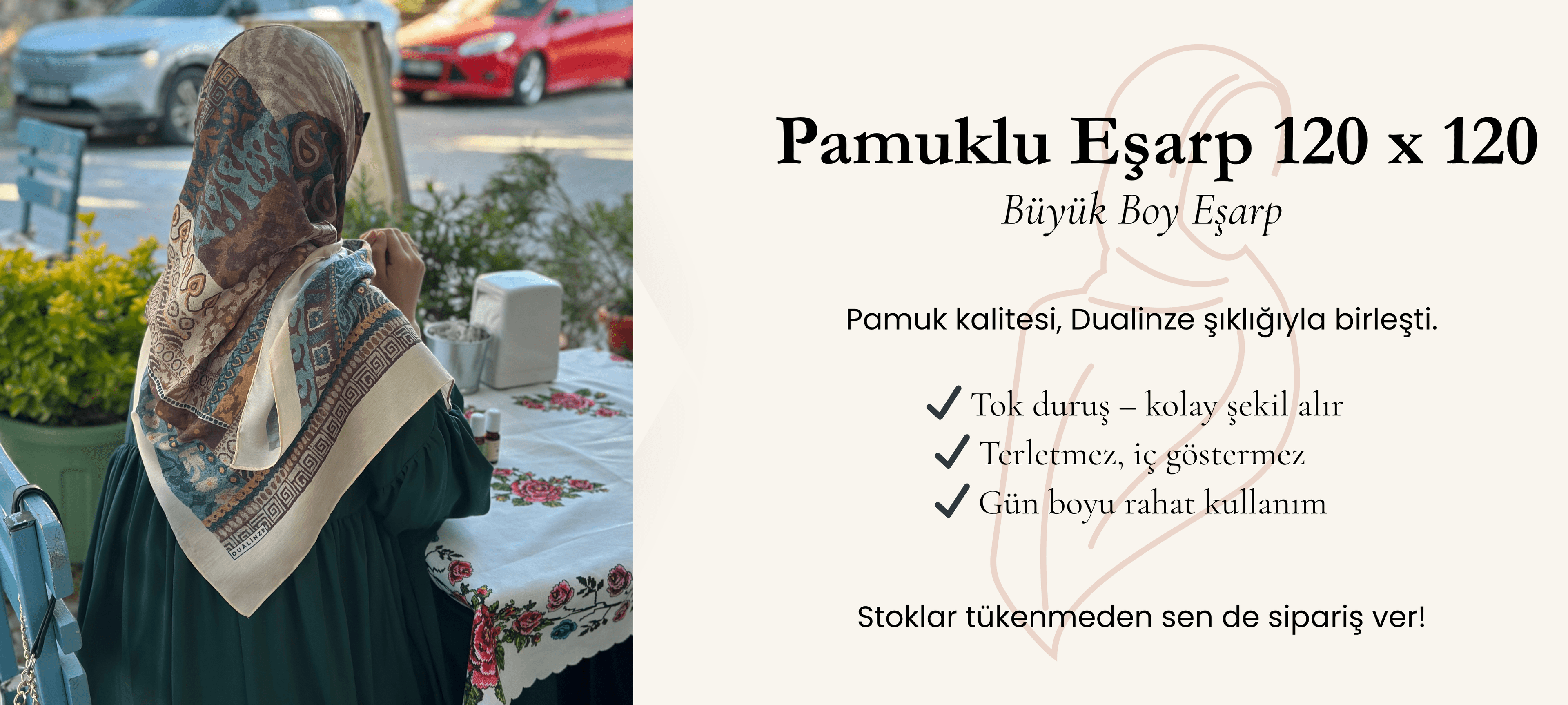 120X120 Büyük Boy Eşarp| Dualinze Butik