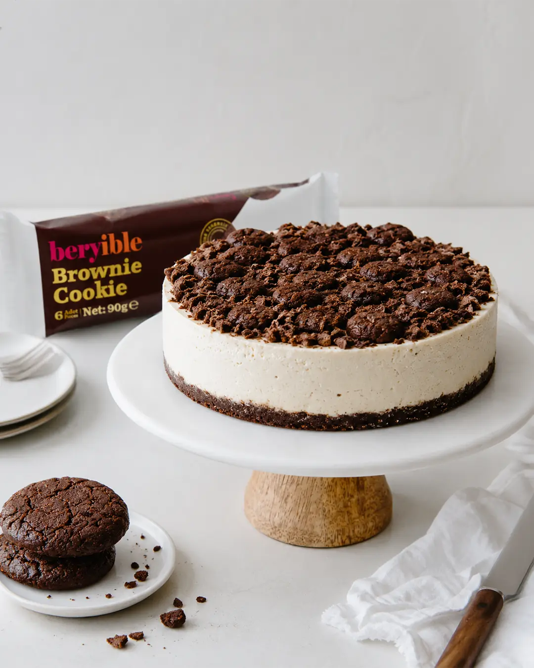 Beryible Brownie Cookie ile hazırlanan cheesecake