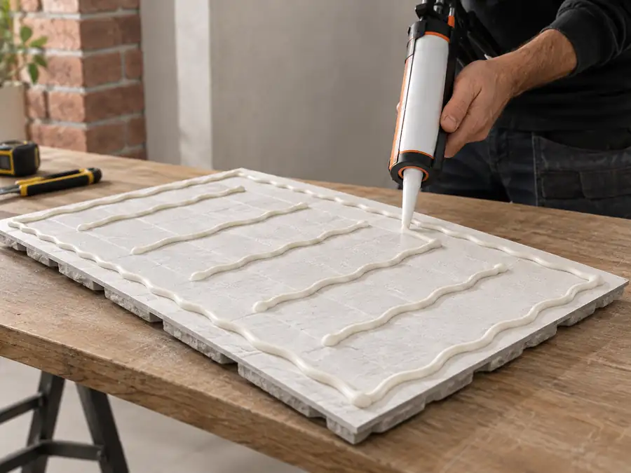 Panel arka yüzeyine yapıştırıcı uygulanması