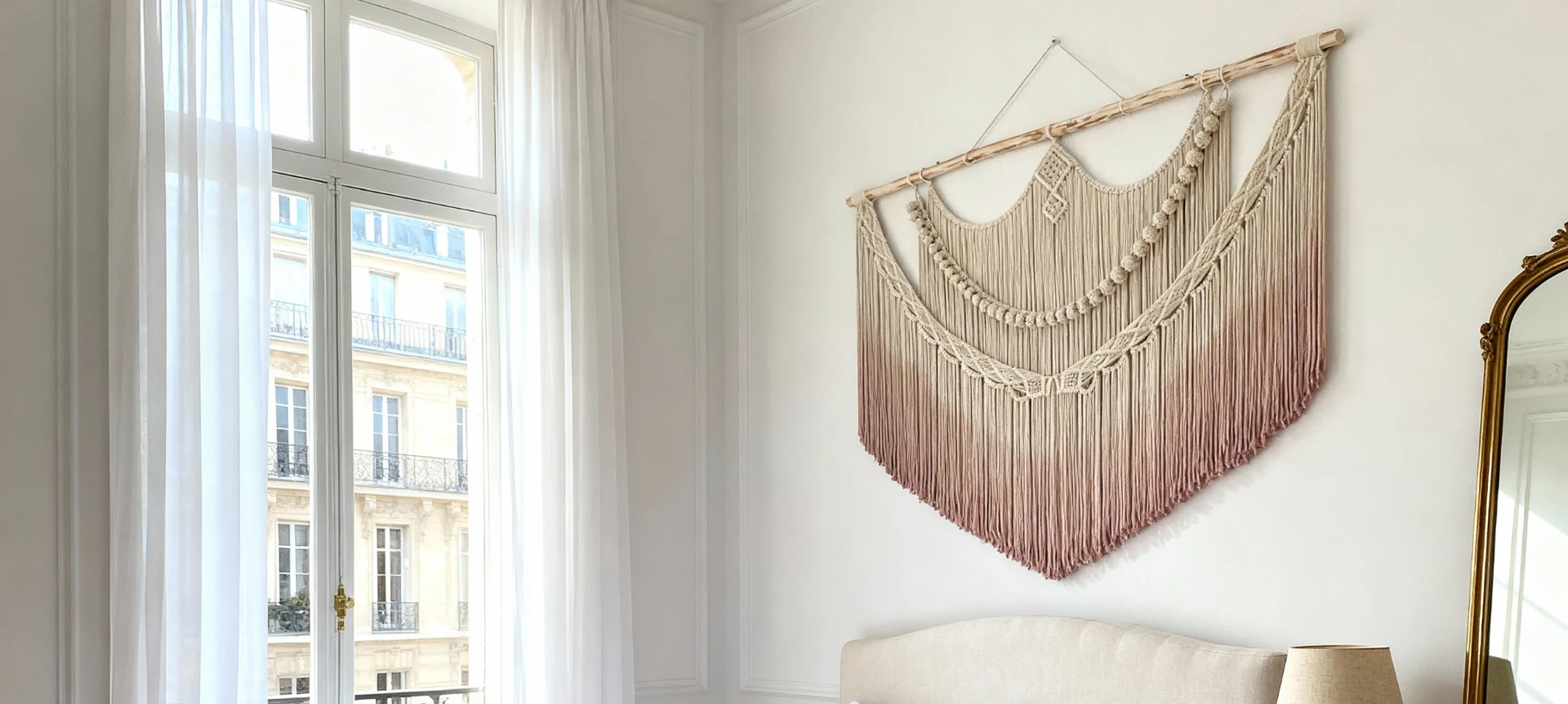 Dip dye macrame wall hanging