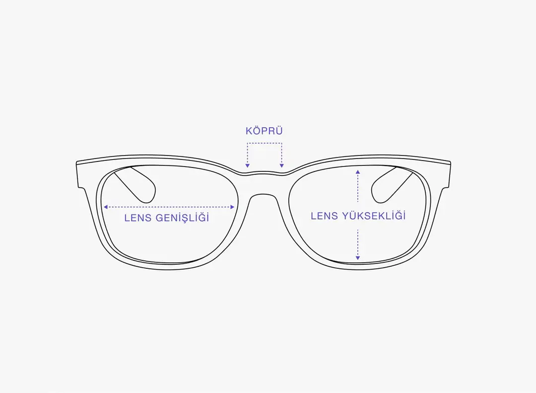Gözlük lens genişliği ve köprü genişliği ölçümü