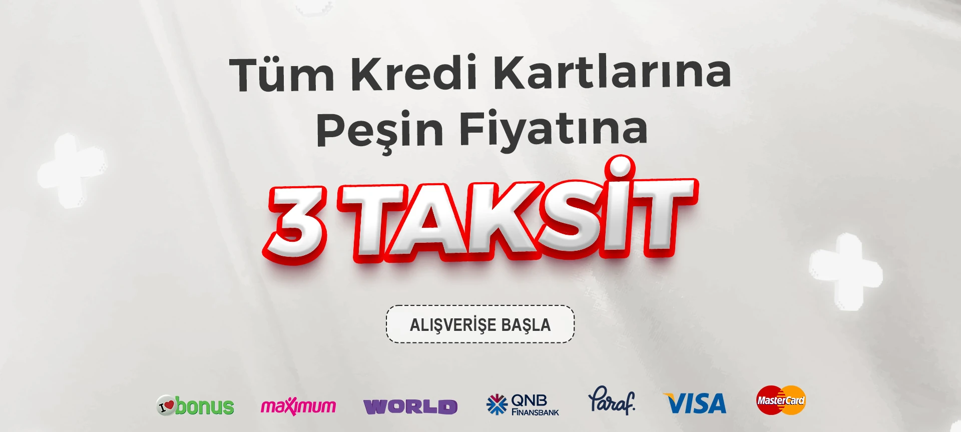 Tüm kredi Kartlarına peşin fiyatına 3 taksit