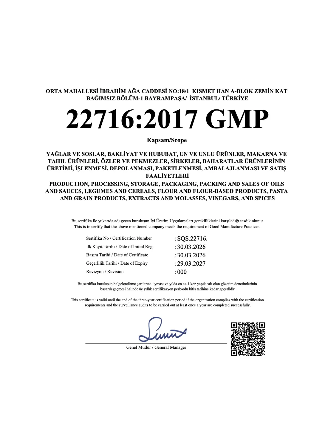 22716:2017 GMP