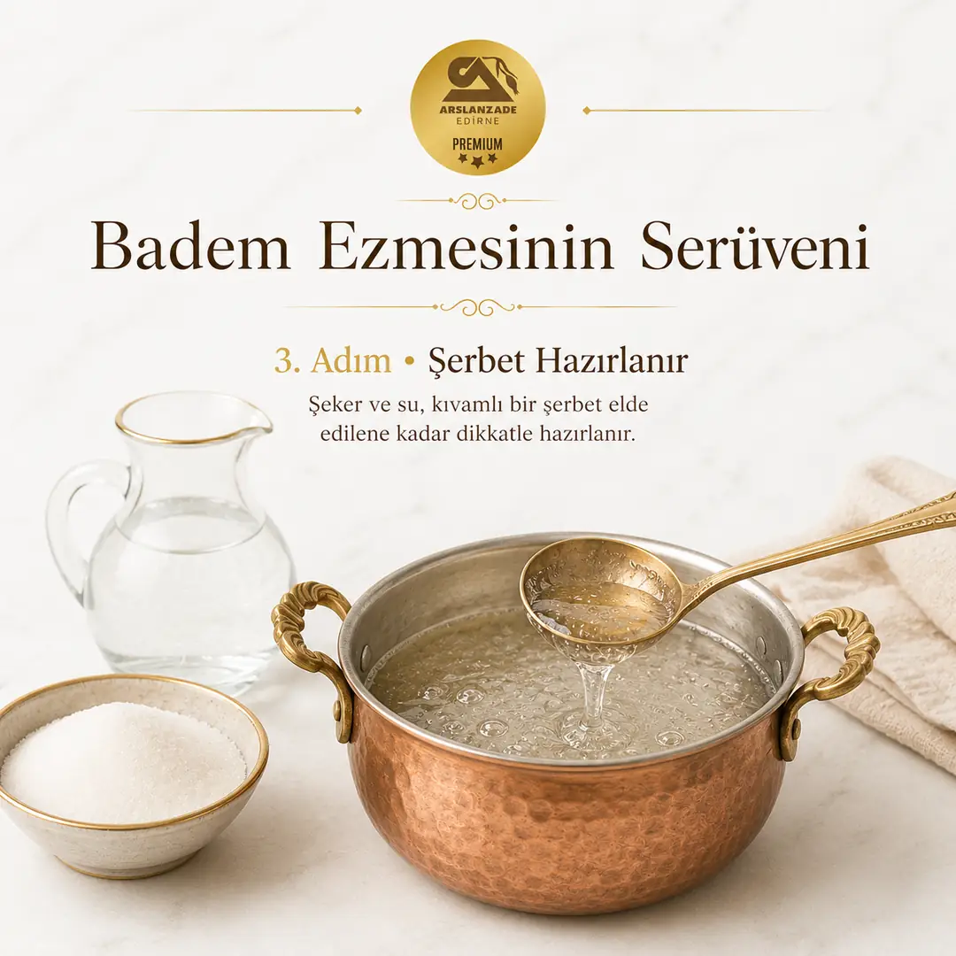 Badem ezmesi üretimi 3. adım — şerbetin hazırlanması