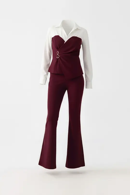 Poplin mix broşlu ikili takım EL-2702