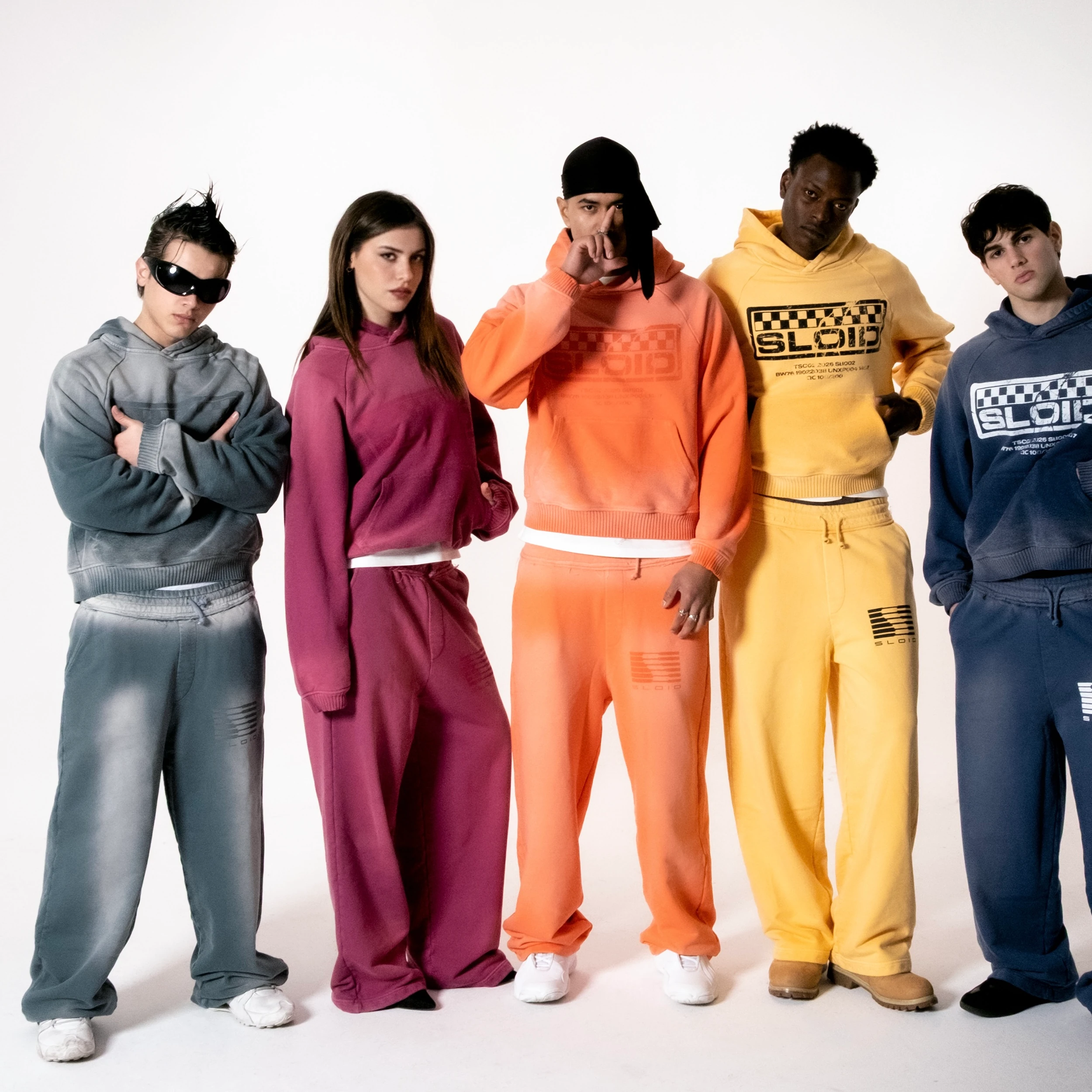 SLOID Racing collection in grey, pink, orange, yellow and blue